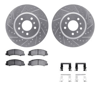 R1 Concepts® - Drilled and Slotted Front Brake Kit with Optimum OE Pads