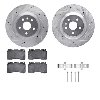 R1 Concepts® - Drilled and Slotted Front Brake Kit with Optimum OE Pads