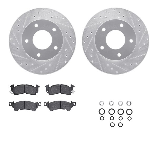  R1 Concepts® - Drilled and Slotted Rear Brake Kit with Optimum OE Pads