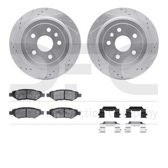 R1 Concepts® - Drilled and Slotted Rear Brake Kit with Optimum OE Pads
