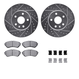 R1 Concepts® - Drilled and Slotted Front Brake Kit with Optimum OE Pads