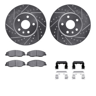 R1 Concepts® - Drilled and Slotted Front Brake Kit with Optimum OE Pads
