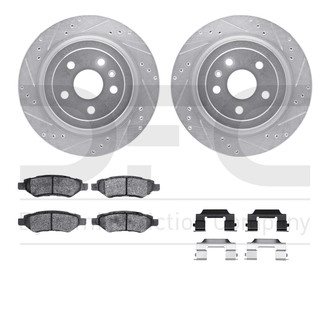 R1 Concepts® - Drilled and Slotted Rear Brake Kit with Optimum OE Pads