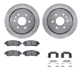 R1 Concepts® - Drilled and Slotted Rear Brake Kit with Optimum OE Pads