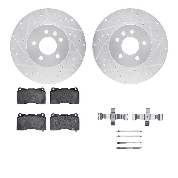  R1 Concepts® - Drilled and Slotted Front Brake Kit with Optimum OE Pads