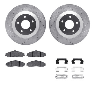 R1 Concepts® - Drilled and Slotted Front Brake Kit with Optimum OE Pads