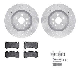 R1 Concepts® - Drilled and Slotted Front Brake Kit with Optimum OE Pads