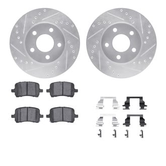 R1 Concepts® - Drilled and Slotted Front Brake Kit with Optimum OE Pads