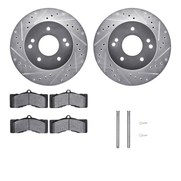  R1 Concepts® - Drilled and Slotted Rear Brake Kit with Optimum OE Pads