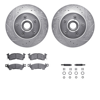 R1 Concepts® - Drilled and Slotted Front Brake Kit with Optimum OE Pads
