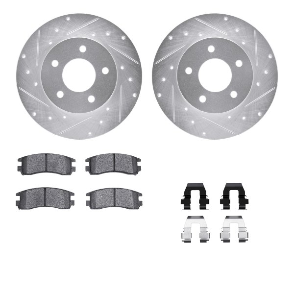  R1 Concepts® - Drilled and Slotted Rear Brake Kit with Optimum OE Pads