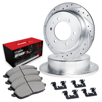 R1 Concepts® - Drilled and Slotted Rear Brake Kit with Optimum OE Pads