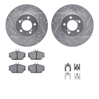 R1 Concepts® - Drilled and Slotted Front Brake Kit with Optimum OE Pads