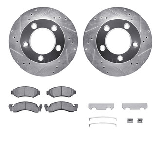 R1 Concepts® WGUH1-54020 - Drilled and Slotted Front Brake Kit with 5000 OE Pads