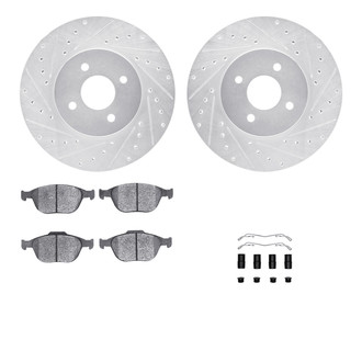 R1 Concepts® - Drilled and Slotted Front Brake Kit with Optimum OE Pads