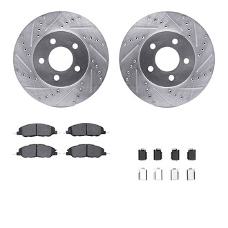 R1 Concepts® - Drilled and Slotted Front Brake Kit with Optimum OE Pads