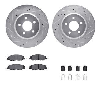 R1 Concepts® - Drilled and Slotted Front Brake Kit with Optimum OE Pads