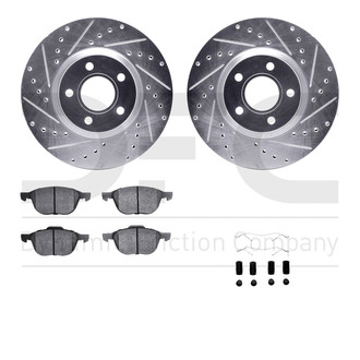 R1 Concepts® - Drilled and Slotted Front Brake Kit with Optimum OE Pads