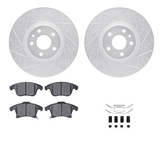 R1 Concepts® - Drilled and Slotted Front Brake Kit with Optimum OE Pads