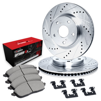 R1 Concepts® - Drilled and Slotted Front Brake Kit with Optimum OE Pads