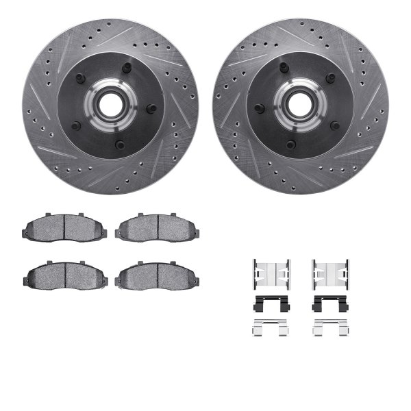  R1 Concepts® - Drilled and Slotted Front Brake Kit with 5000 OE Pads