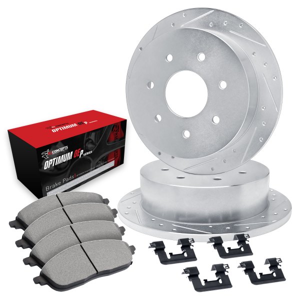  R1 Concepts® - Drilled and Slotted Rear Brake Kit with 5000 OE Pads