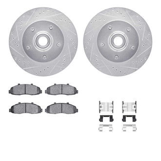 R1 Concepts® - Drilled and Slotted Front Brake Kit with Optimum OE Pads