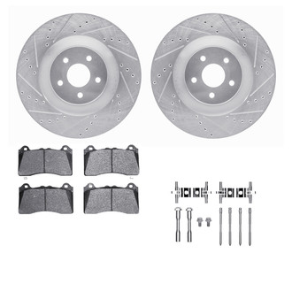 R1 Concepts® - Drilled and Slotted Front Brake Kit with Optimum OE Pads