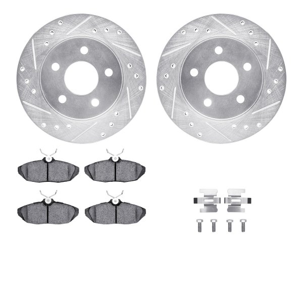  R1 Concepts® - Drilled and Slotted Rear Brake Kit with Optimum OE Pads