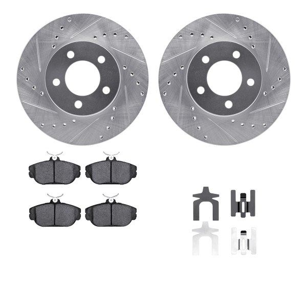  R1 Concepts® - Drilled and Slotted Front Brake Kit with Optimum OE Pads