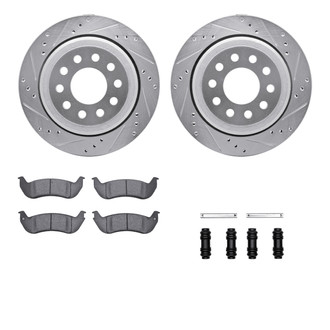 R1 Concepts® - Drilled and Slotted Rear Brake Kit with Optimum OE Pads