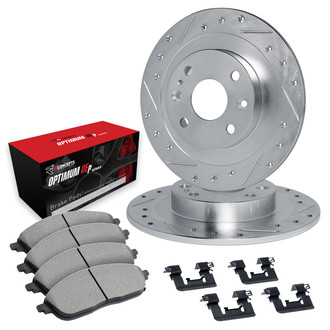 R1 Concepts® - Drilled and Slotted Front Brake Kit with Optimum OE Pads