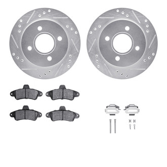 R1 Concepts® - Drilled and Slotted Rear Brake Kit with Optimum OE Pads