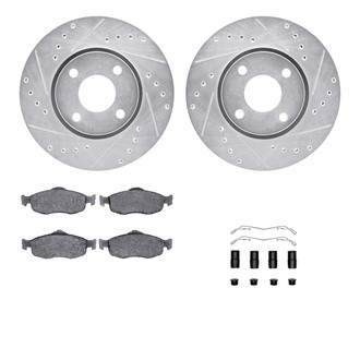R1 Concepts® - Drilled and Slotted Front Brake Kit with Optimum OE Pads