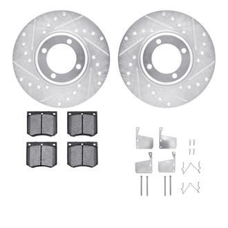 R1 Concepts® - Drilled and Slotted Front Brake Kit with Optimum OE Pads