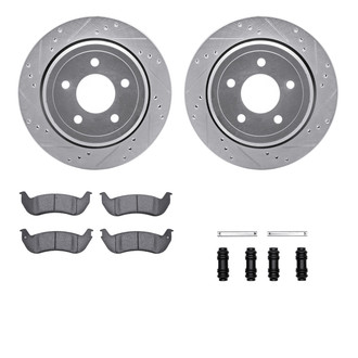 R1 Concepts® - Drilled and Slotted Rear Brake Kit with Optimum OE Pads