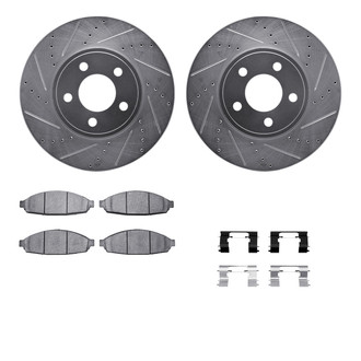 R1 Concepts® - Drilled and Slotted Front Brake Kit with Optimum OE Pads