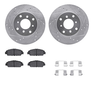 R1 Concepts® - Drilled and Slotted Front Brake Kit with Optimum OE Pads