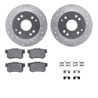 R1 Concepts® - Drilled and Slotted Rear Brake Kit with Optimum OE Pads
