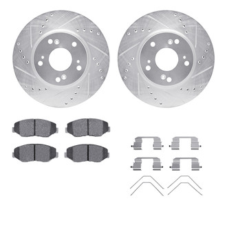 R1 Concepts® - Drilled and Slotted Front Brake Kit with Optimum OE Pads