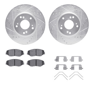 R1 Concepts® - Drilled and Slotted Front Brake Kit with Optimum OE Pads