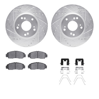 R1 Concepts® - Drilled and Slotted Front Brake Kit with Optimum OE Pads