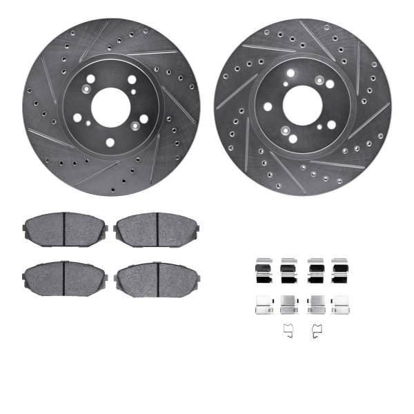  R1 Concepts® - Drilled and Slotted Front Brake Kit with 5000 OE Pads