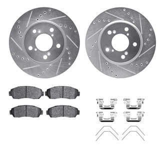 R1 Concepts® - Drilled and Slotted Front Brake Kit with Optimum OE Pads