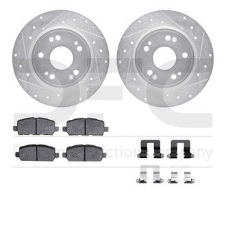 R1 Concepts® - Drilled and Slotted Rear Brake Kit with Optimum OE Pads