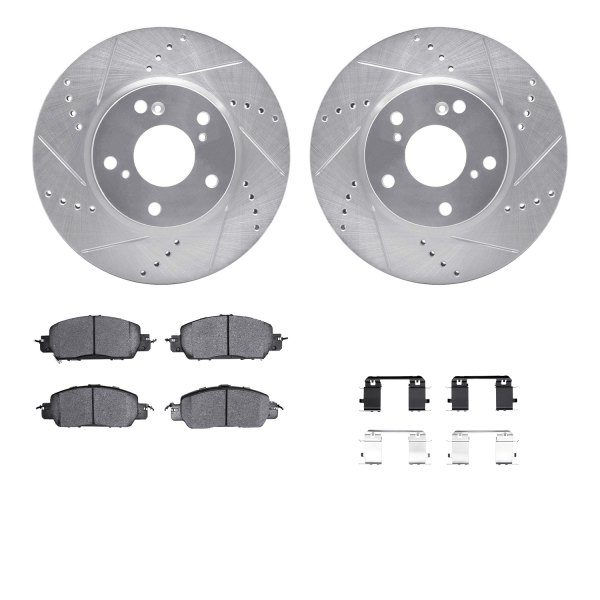  R1 Concepts® - Drilled and Slotted Front Brake Kit with Optimum OE Pads