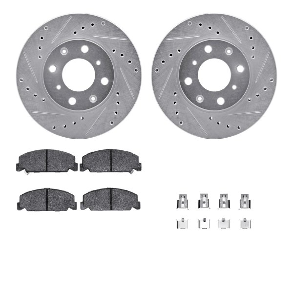  R1 Concepts® - Drilled and Slotted Front Brake Kit with Optimum OE Pads