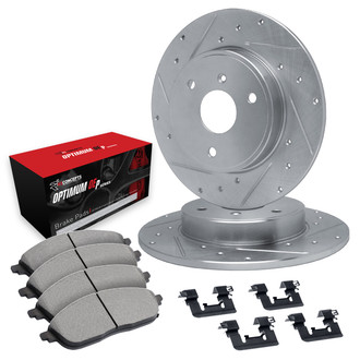 R1 Concepts® - Drilled and Slotted Front Brake Kit with Optimum OE Pads