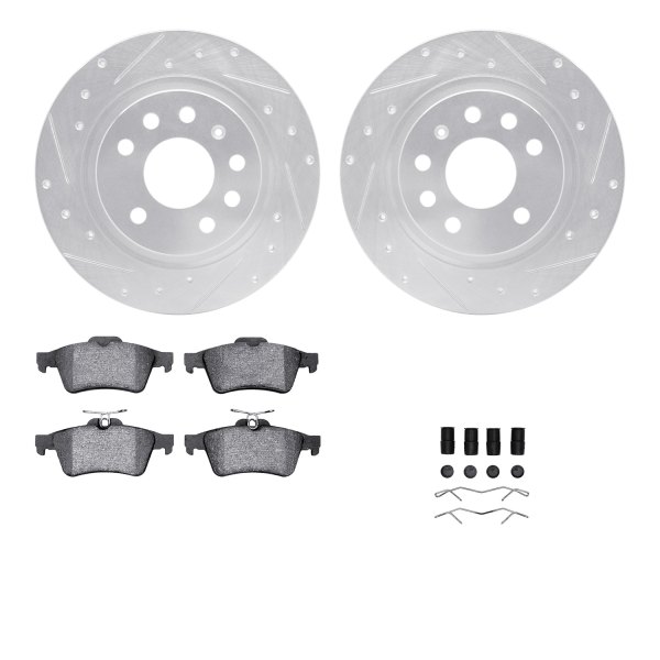  R1 Concepts® - Drilled and Slotted Rear Brake Kit with Optimum OE Pads