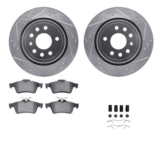 R1 Concepts® - Drilled and Slotted Rear Brake Kit with Optimum OE Pads